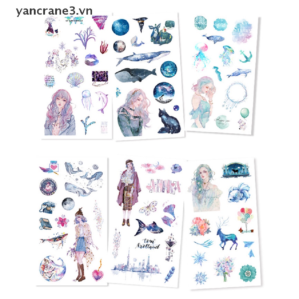Bộ 6 Tấm Sticker Cá Voi Dễ Thương Dùng Trang Trí YAN3} {yancrane3.vn}