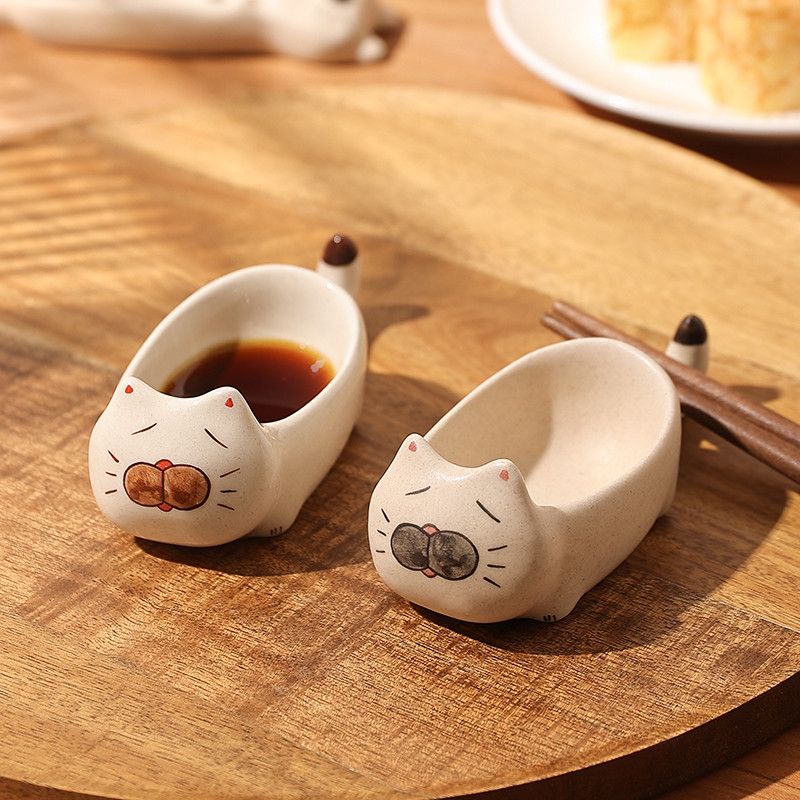 Đĩa Sứ Đựng Gia Vị / Sushi / Giấm Hình Mèo Hoạt Hình Sáng Tạo Chất Lượng Cao