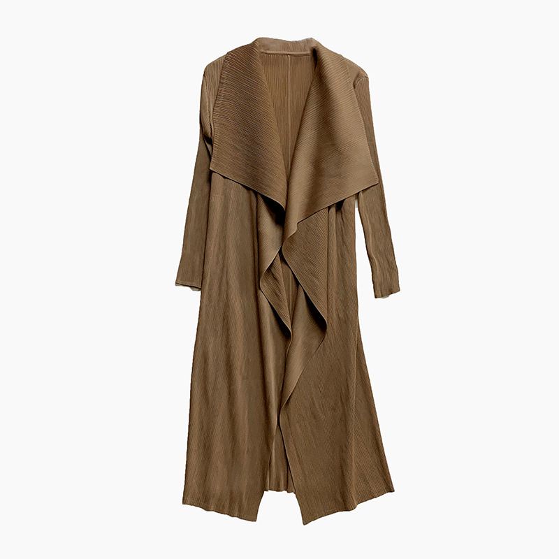 Issey miyake Áo Khoác Tay Dài Dáng Rộng Xếp Ly Thời Trang Cao Cấp