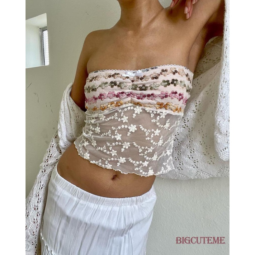 [] Áo Ống Phối Ren Hoa Cho Nữ