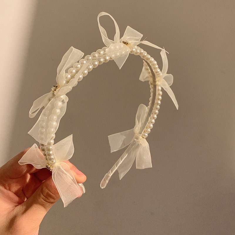 Kẹp Tóc Nơ Đính Ngọc Trai Trắng Phong Cách Pháp Cổ Điển Thời Trang Cao Cấp Cho Nữ