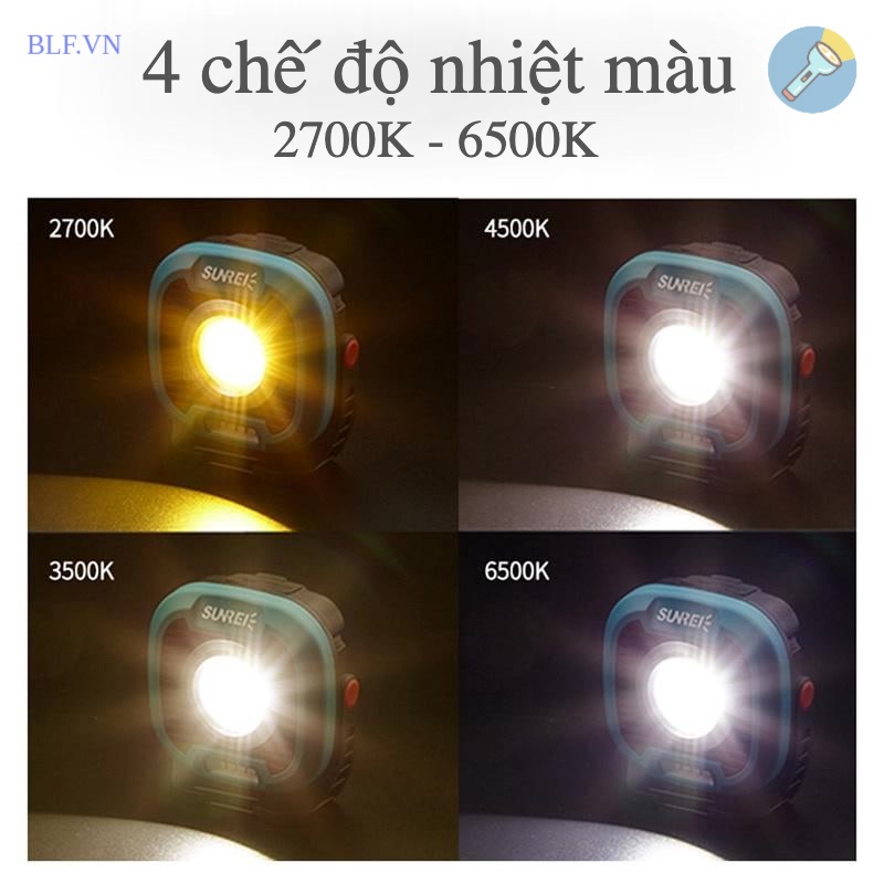 Đèn pin SUNREI C1500 1500LM 13500MAh - Sạc dự phòng - Đèn tín hiệu - chỉnh nhiệt màu - COB  - cắm trại - dã ngoại