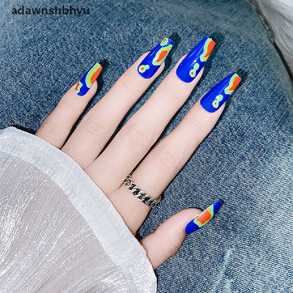 Bộ 24 Móng Tay Giả Màu Gradient Cực Quang Dùng Để Múa Ba Lê