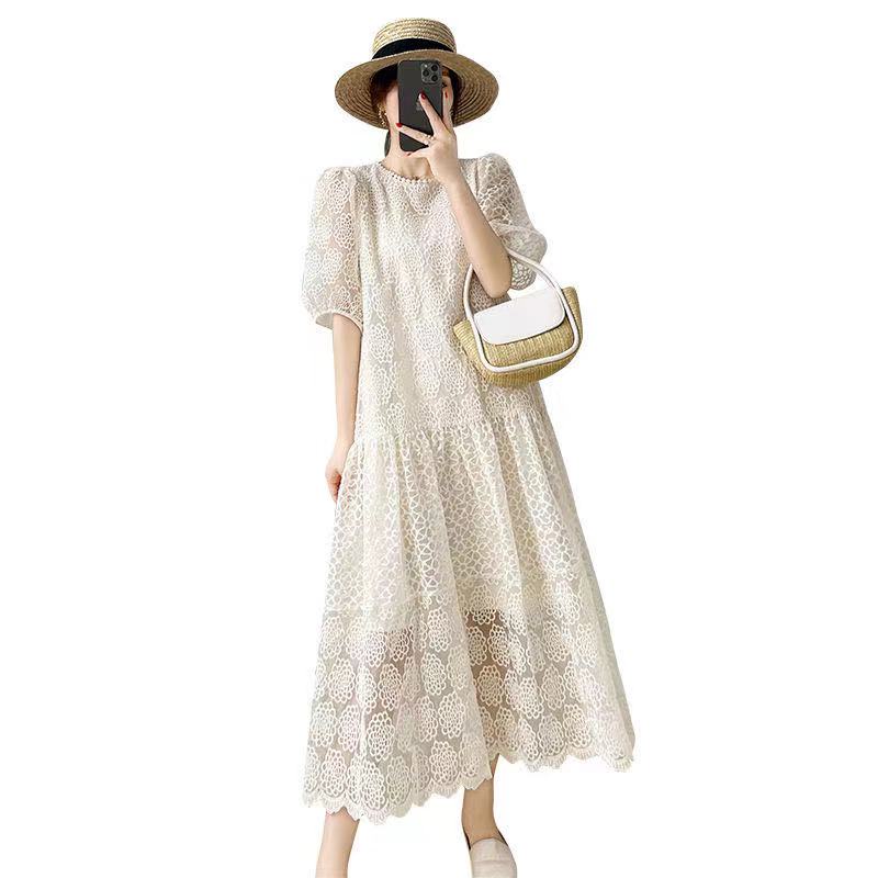 Đầm Nữ Phối Ren Họa Tiết Thêu Xinh Xắn Thời Trang Dành Cho Mùa Hè