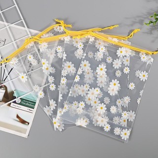Túi nhựa dây rút hoạ tiết hoa cúc , gấu popular chống thấm nước, đựng đồ đa năng