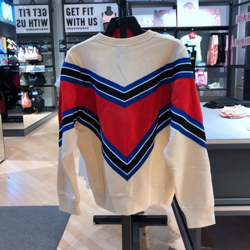 Áo Sweater nike100 Dệt Kim Dày Dặn Ấm Áp Thêu Họa Tiết Tương Phản Kiểu vintage Thời Trang Cho Nữ