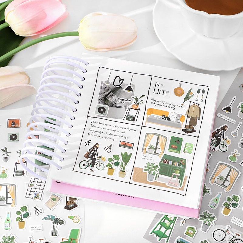 1 Tờ Sticker Dán Trang Trí Sổ Tay Hình Cô Gái Hoạt Hình Dễ Thương