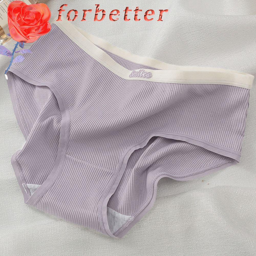 Quần Lót Cotton Không Đường May Màu Trơn In Chữ Dễ Thương Thoáng Khí Cho Nữ