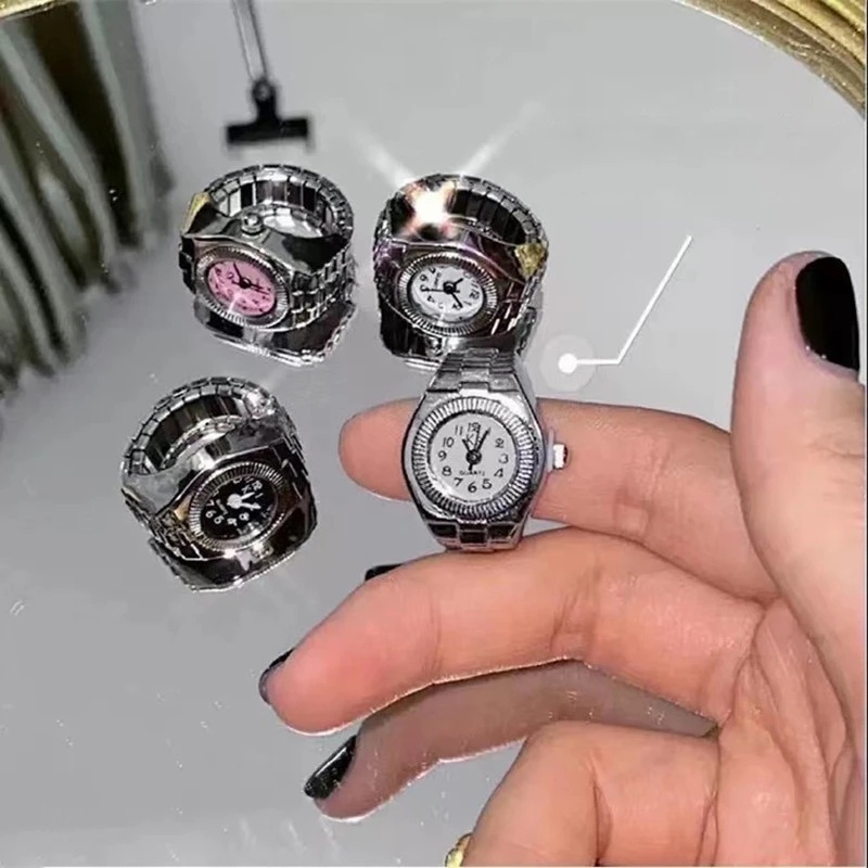 Nhẫn Đồng Hồ Thạch Anh Hình Học Đơn Giản Sáng Tạo Phong Cách Punk Cá Tính Có Thể Điều Chỉnh Dành Cho Cặp Đôi