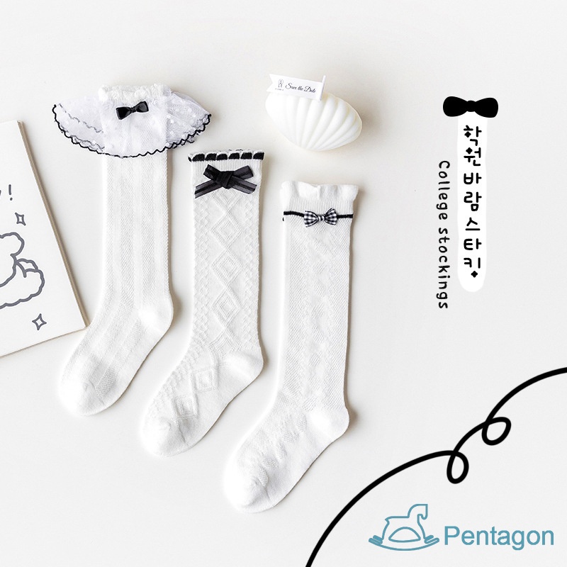 Vớ Ren Dài Thoáng Khí Thoải Mái Đính Nơ Phong Cách Nhật Bản Cho Bé Gái