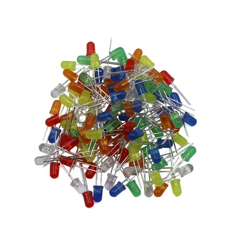 Gói 120 Cái Đi-Ốt LED  Phát Sáng 5mm Đỏ, Vàng, Lục, Trắng, Xanh Dương Và Cam