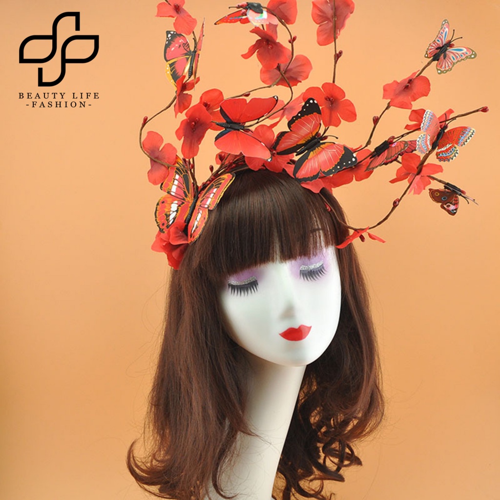 Băng Đô Cài Tóc Bằng Nhựa Họa Tiết Bướm Ba Chiều Sáng Tạo