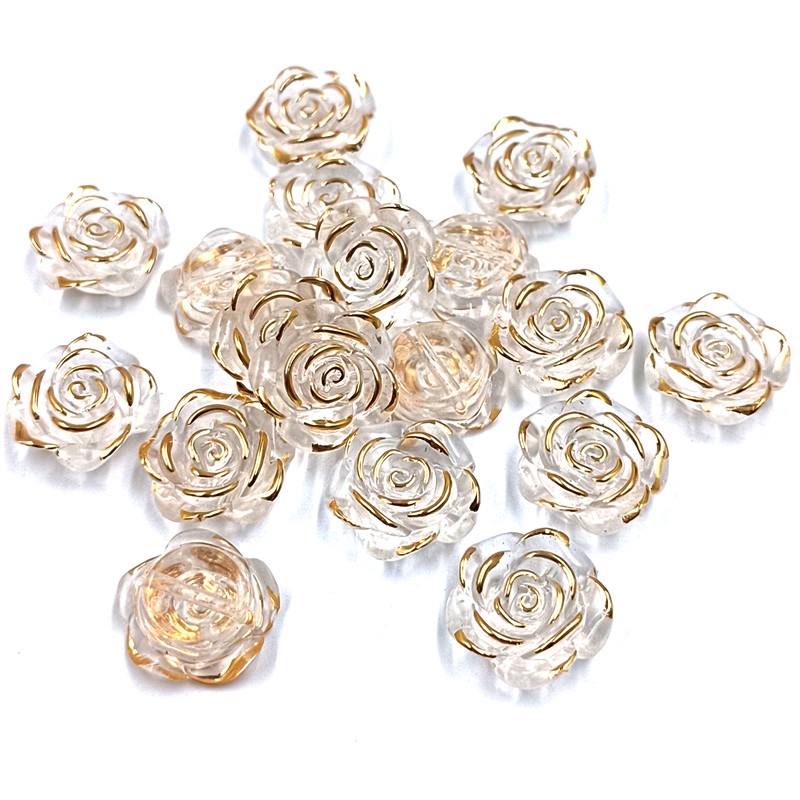 Set 10 / 20 Mặt Dây Chuyền Hình Quạt Hoa Hồng Mạ Vàng Thời Trang