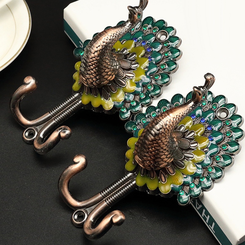 Móc Treo Đồ Gắn Tường Bằng Hợp Kim Kẽm Hình Chim Công Cổ Điển Chống Rỉ Sét Cho Nhà Bếp / Phòng Tắm