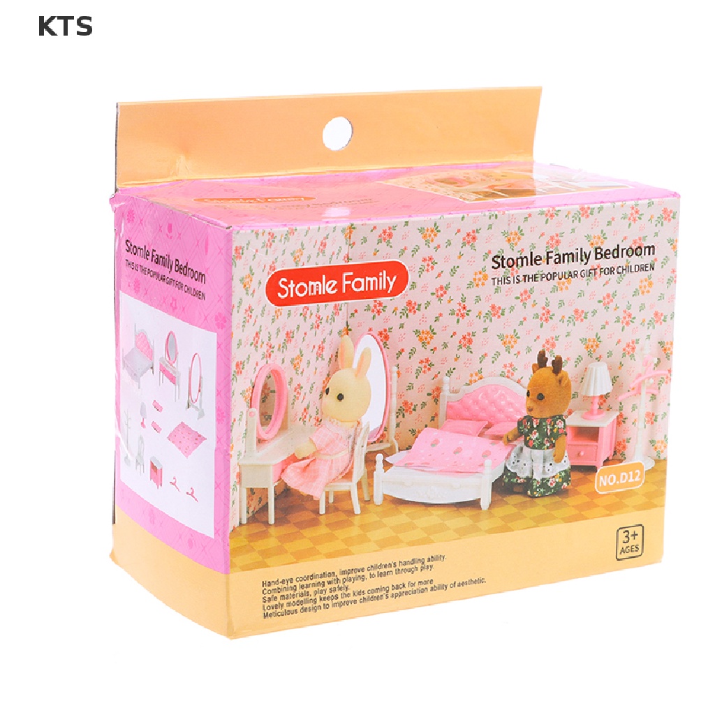 Bộ Mô Hình Giường Ngủ Mini Tỉ Lệ 1: 12 Dùng Để Trang Trí Nhà Búp Bê