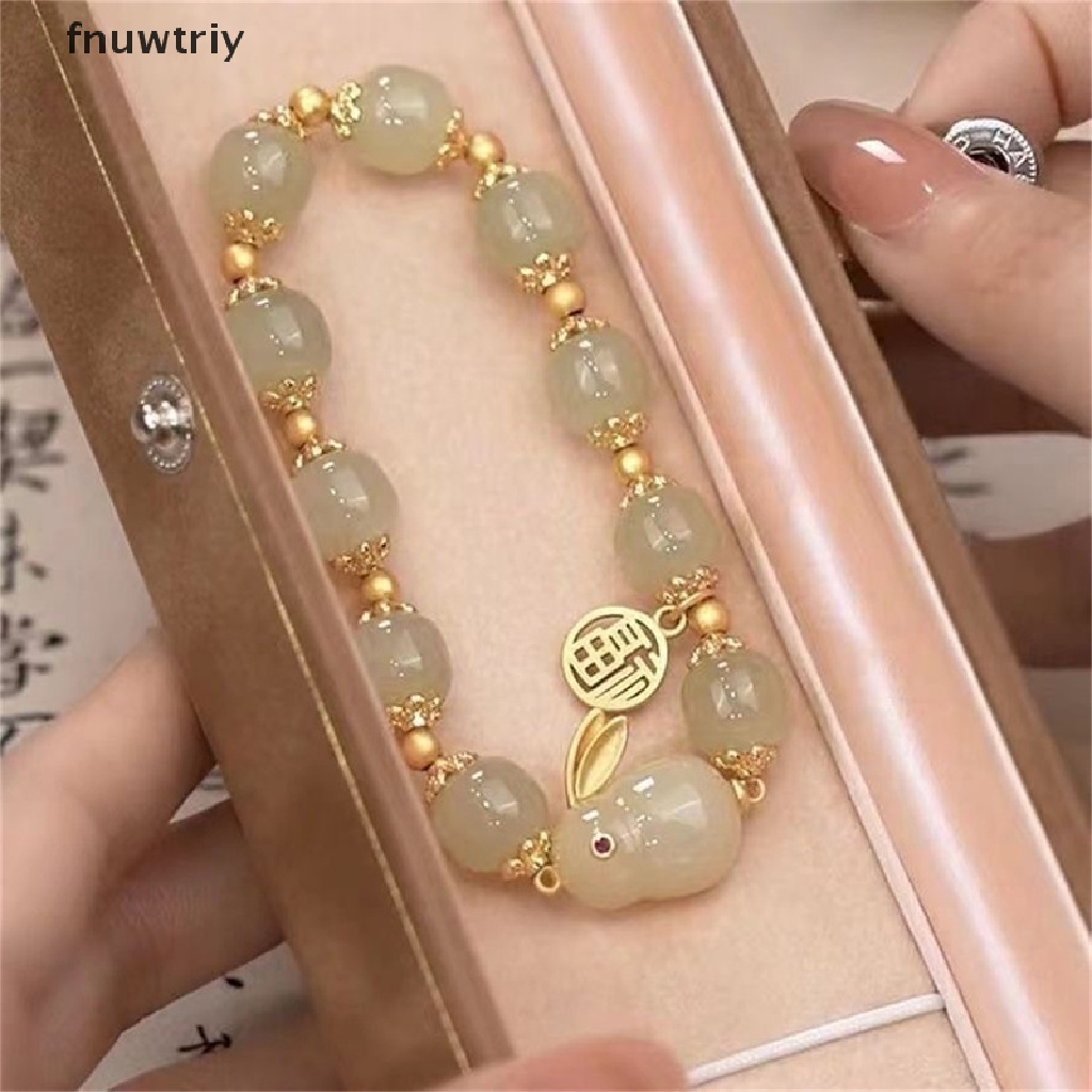 Vòng Tay Xỏ Hạt Thủy Tinh Tự Nhiên Mặt Thỏ May Mắn Thời Trang Quà Tặng Cho Nữ
