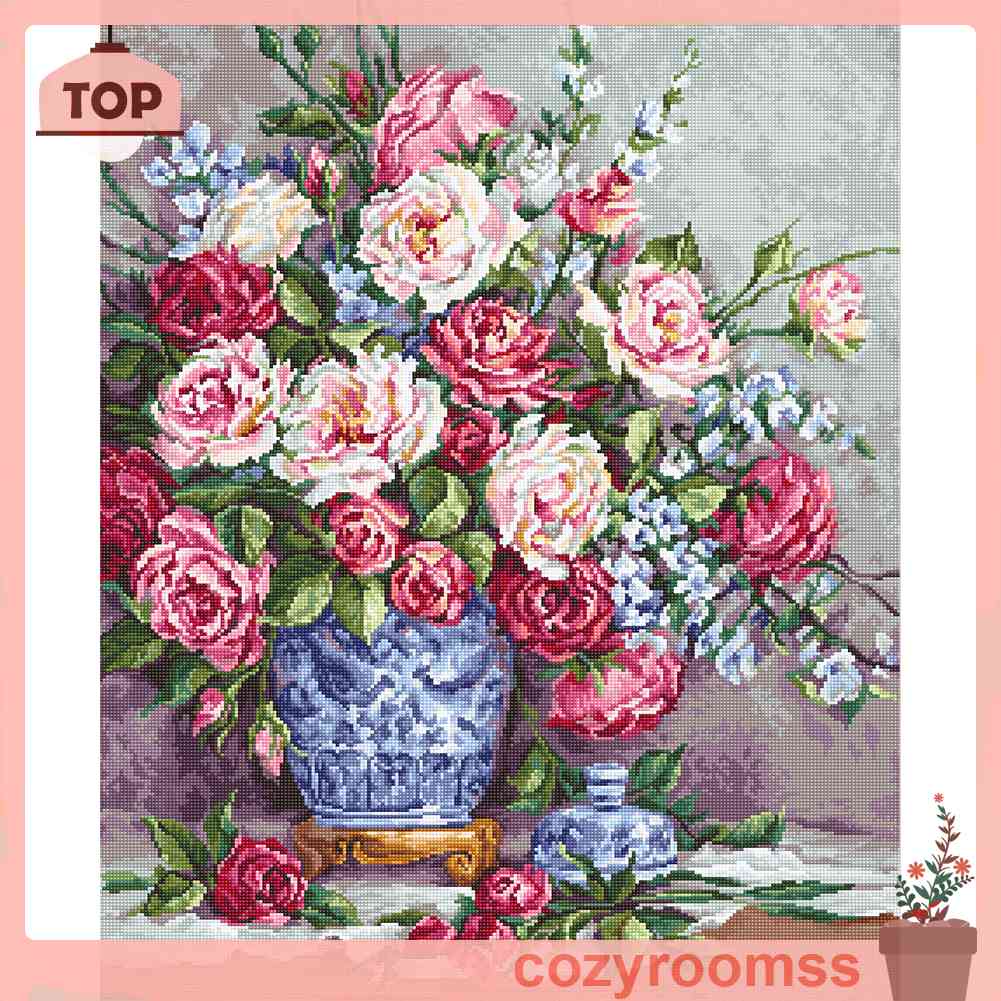 Toàn Bộ Bộ Tranh Thêu Chữ Thập 11CT DIY Hình Hoa Xinh Xắn