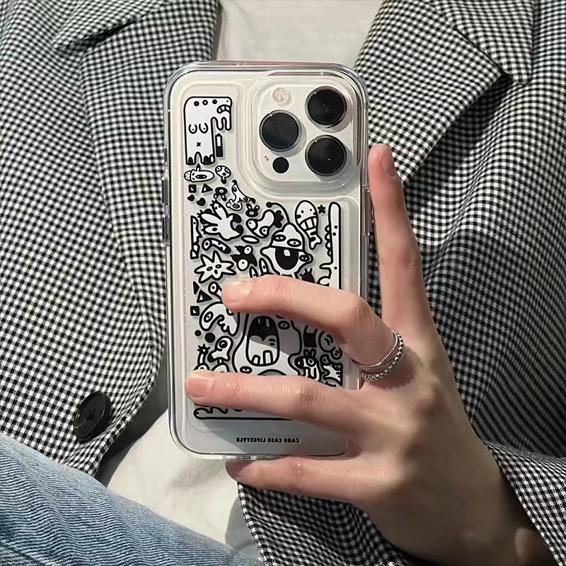 Ốp Điện Thoại Silicon TPU Mềm Trong Suốt Dày Dặn Họa Tiết Vui Nhộn Cho IPhone 14 13 Pro Max 12 11 Pro XS Max XR X 8 7 6 6S Plus