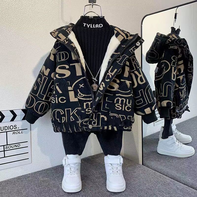 Áo Khoác Lót Lông Cừu Dày Giữ Ấm Mùa Thu Đông Cho Bé Trai Quacom