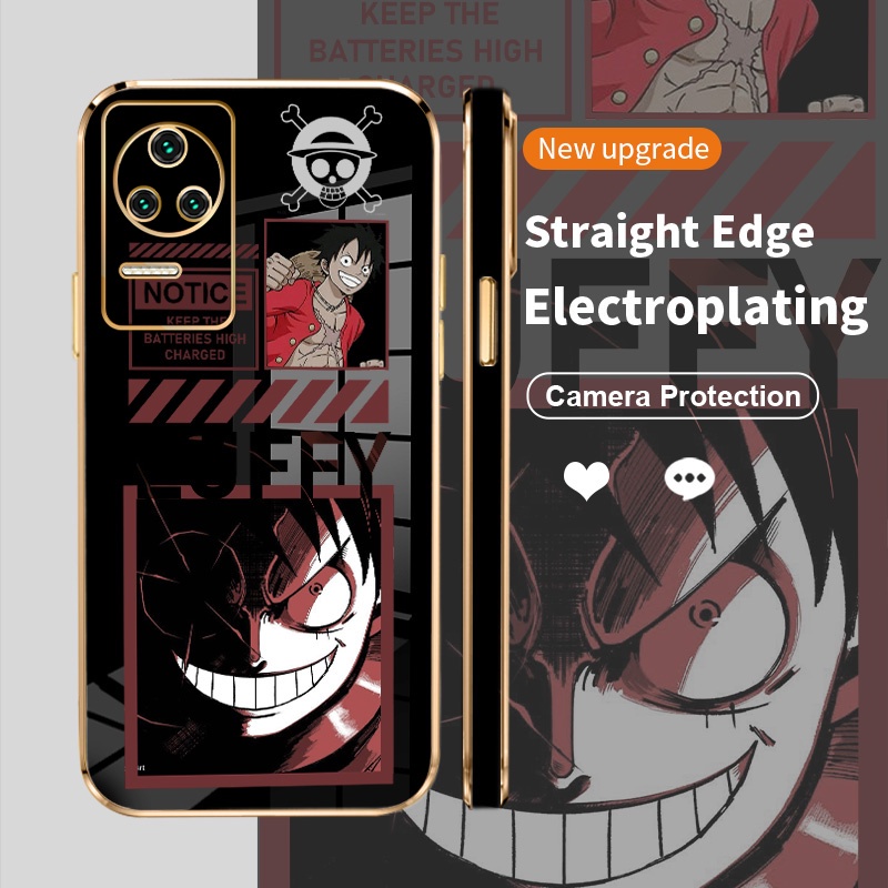 Ốp Điện Thoại Silicon Vuông Mạ Điện Hình Anime One Piece Cho Xiaomi Poco F4 F4 GT Redmi K40S K50