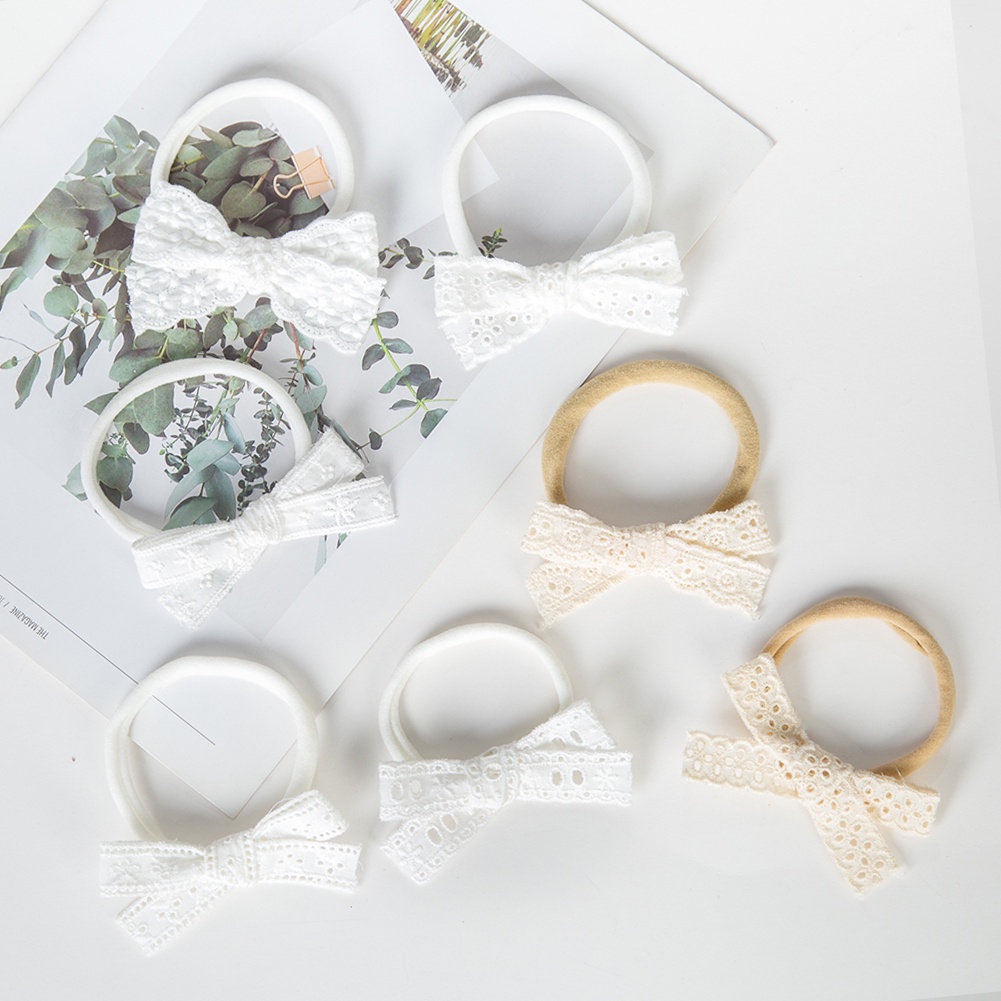 1 Băng Đô Vải Cotton Ren Thắt Nơ Xinh Xắn Cho Bé