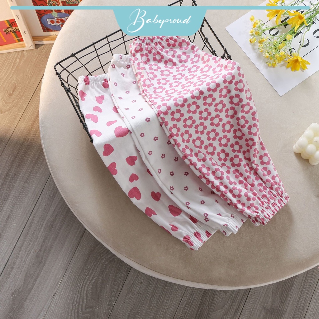 BABEPROUD Quần dài cotton ống rộng chống muỗi thời trang mùa hè xinh xắn cho bé 0-6 tuổi