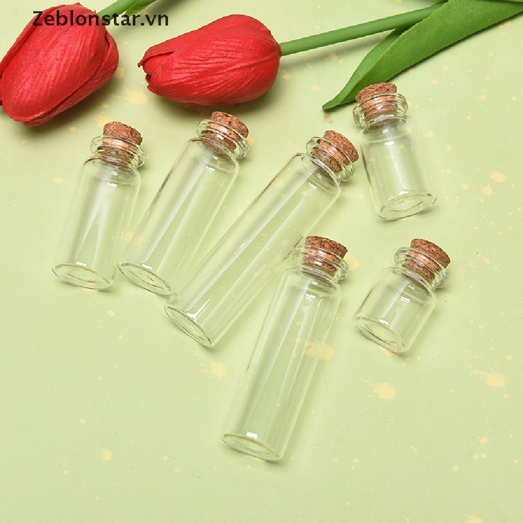 Bộ 10 Lọ Thủy Tinh Mini Có Nút Bần Trong Suốt Dùng Trang Trí Đám Cưới