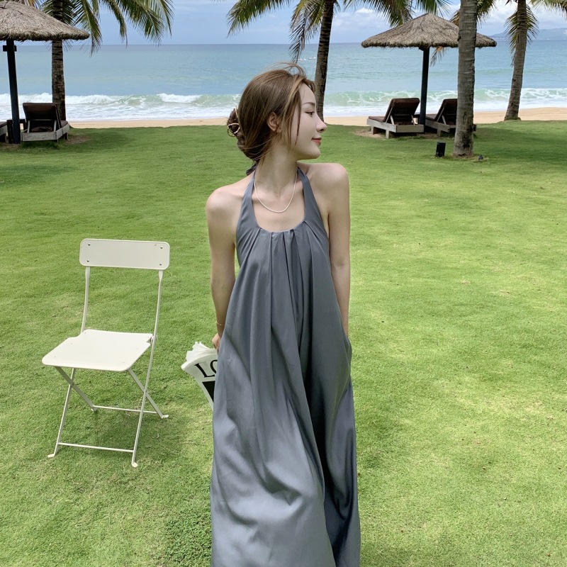 IELGY  Đầm Hai Dây Hở Lưng Phong Cách Pháp Quyến Rũ Cho Nữ