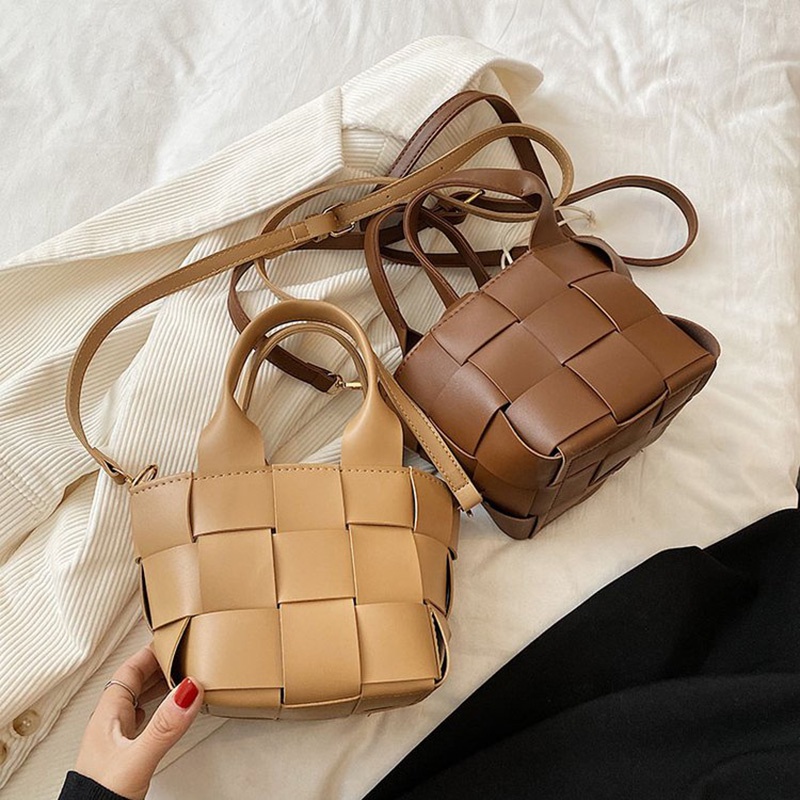 Túi Đeo Vai Dây Rút Bằng Vải Dệt Màu Trơn Dễ Phối Đồ Thời Trang Cho Nữ