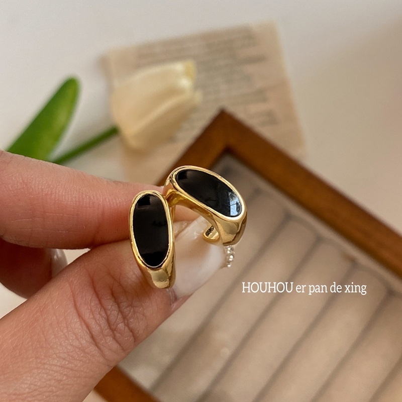 Bông Tai Màu Đen Thiết Kế Đơn Giản Phong Cách Pháp Thời Trang 2023