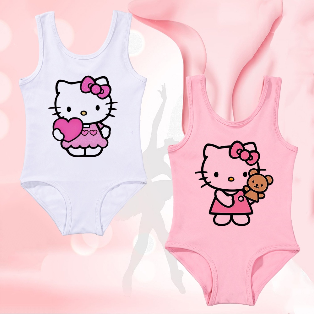 Đồ Bơi Một Mảnh Không Tay In Hình hello kitty Dễ Thương Cho Bé Gái