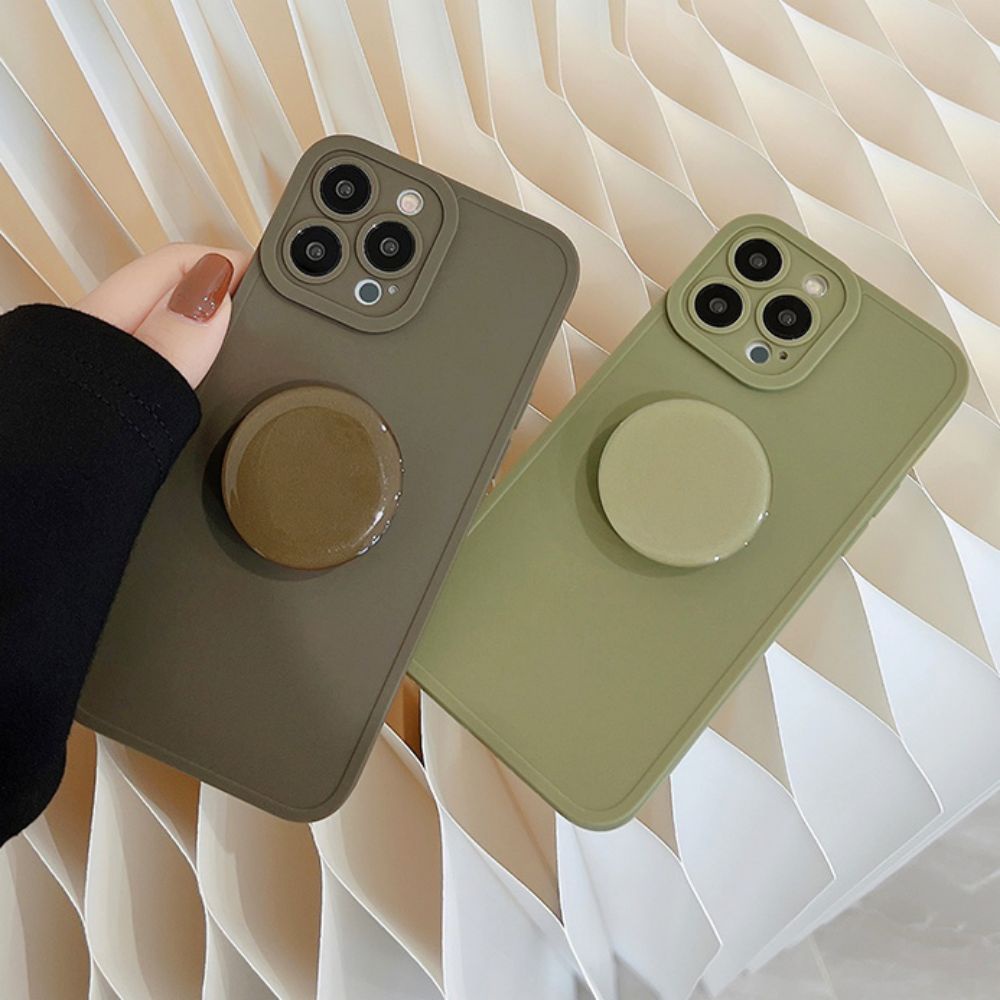 Ốp Điện Thoại Silicon Dẻo Màu Trơn Gắn Giá Đỡ Chống Trượt / Rơi Vỡ Cho IPhone 11 12 13 14 Pro Max