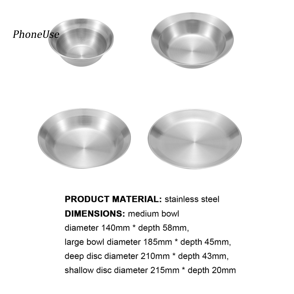 Pu Set 4 Đĩa Ăn Bằng Thép Không Gỉ Đa Năng Tiện Dụng