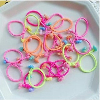 Set 10 Dây Cột Tóc Co Giãn Đính Hạt Đỏ Dễ Thương Dành Cho Trẻ Em