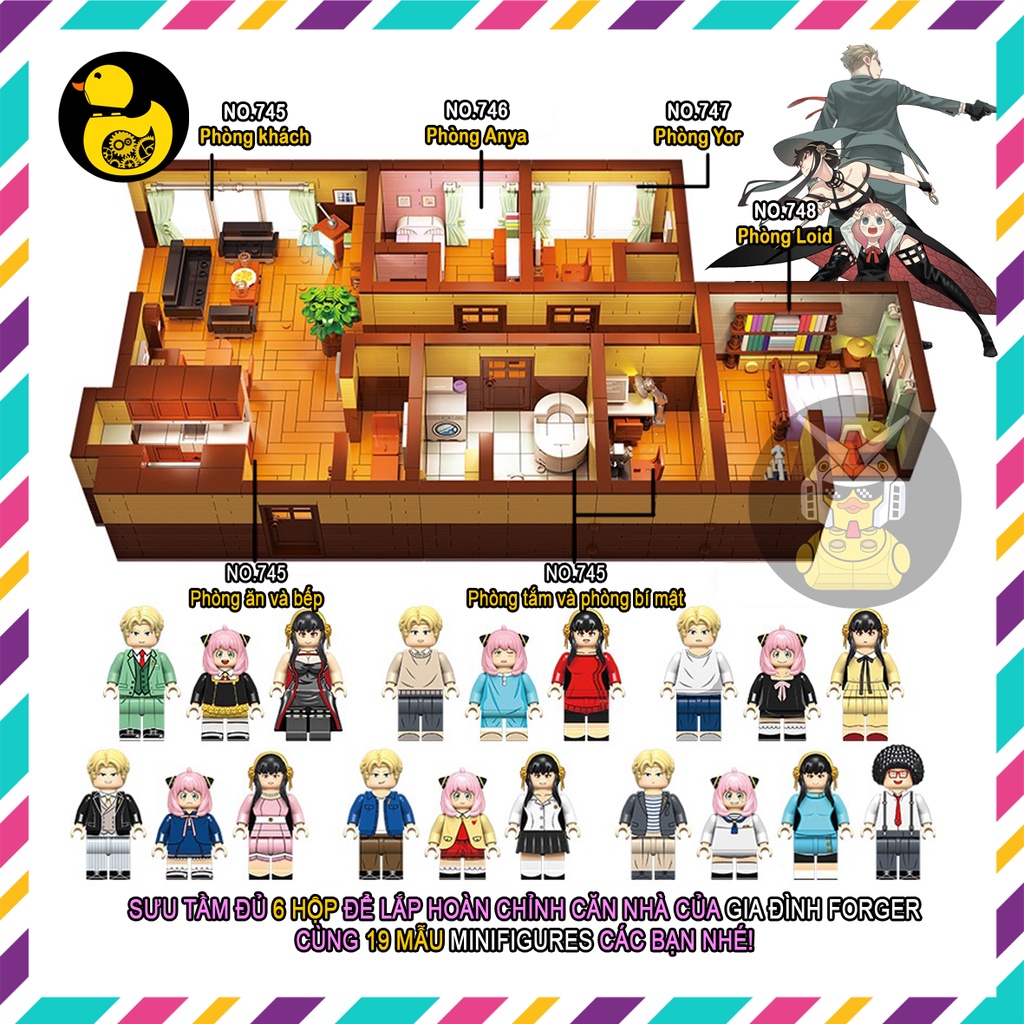 Combo 6 Hộp Đồ Chơi Xếp Hình Căn Nhà Gia Đình Forger Kèm  Loid Yoi Anya Mô Hình Lắp Ráp Manga SPY x 