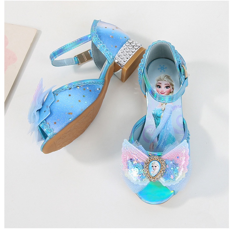 Giày công chúa Elsa cao gót hở mũi cho bé gái 3-10 tuổi mẫu mới 2023
