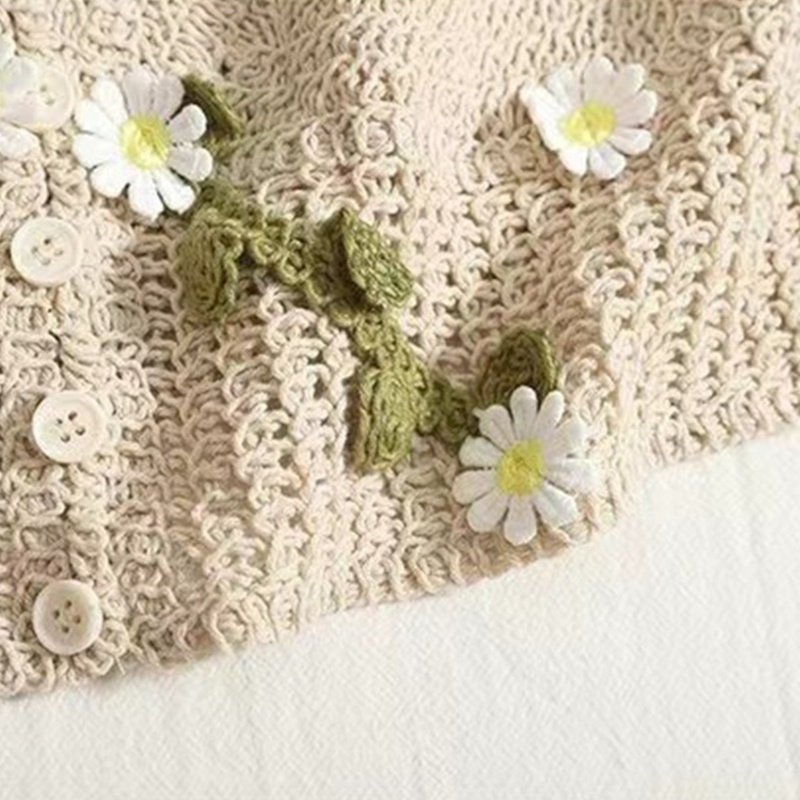 Brroa Áo Croptop Dệt Kim Hai Dây Họa Tiết Hoa Khoét Rỗng Không Tay Mặc Khi Đi Du Lịch