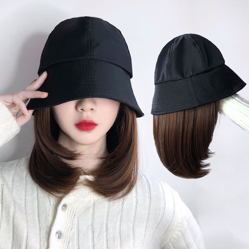 Mũ Đội Có Tóc Giả Ngắn Bằng Sợi Chịu Nhiệt Độ Cao Thời Trang Xuân Hè Hàng Mới Dành Cho Bạn Nữ