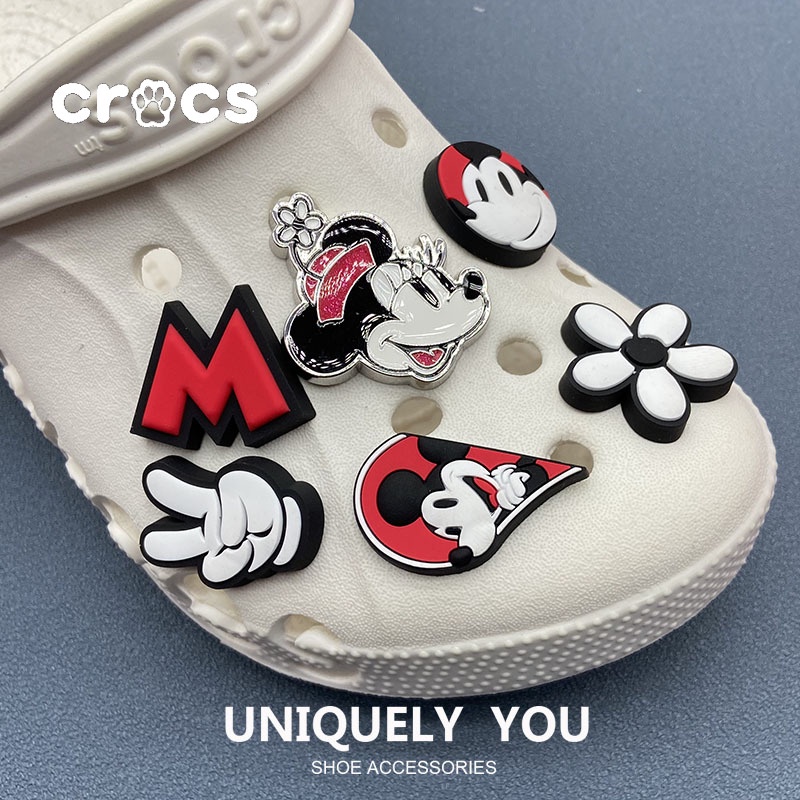 DISNEY Crocs Phụ Kiện Trang Trí Giày Hình MICKEY / Minnie / jibbitz botton Dễ Thương