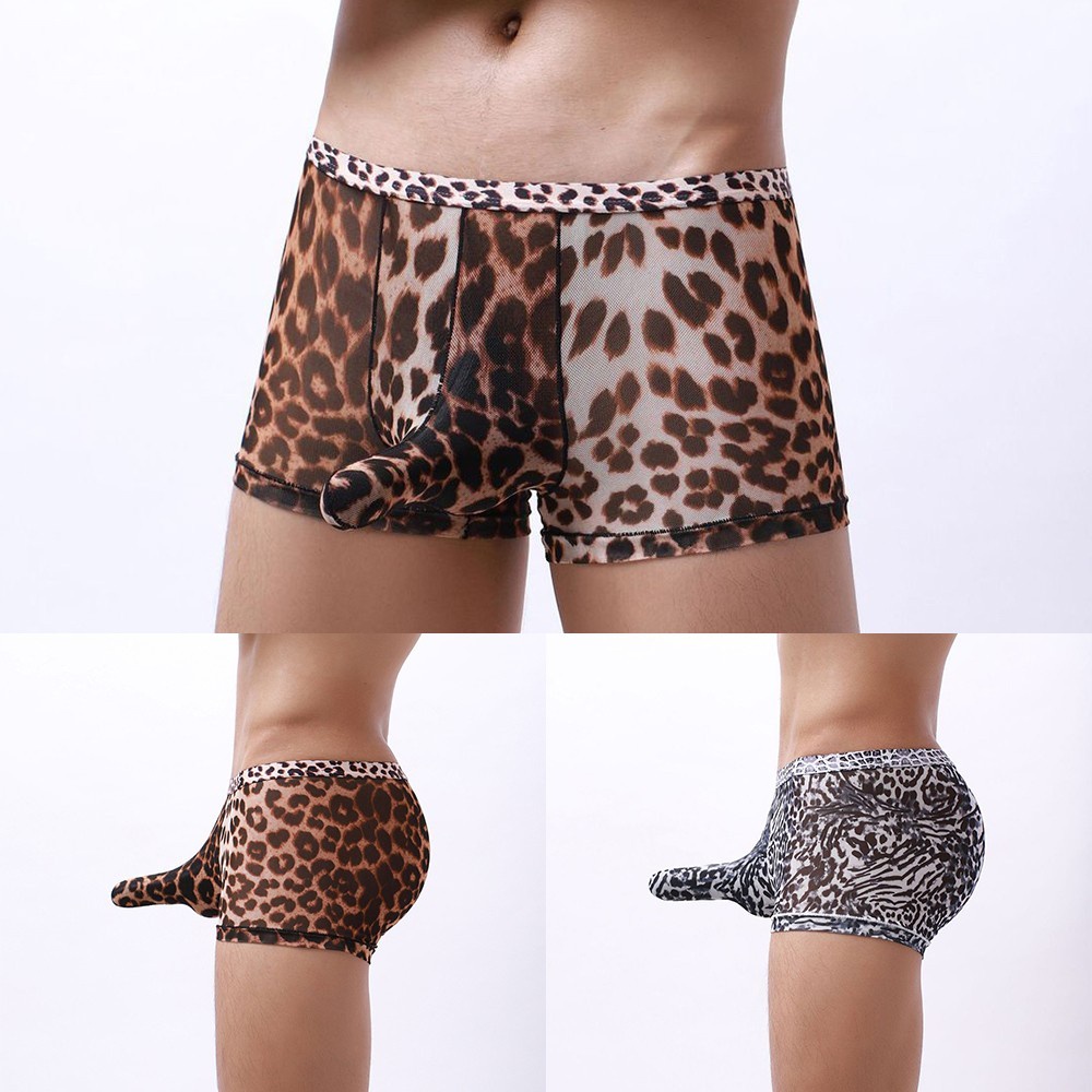 Quần Lót Boxer Dạng Lưới Nhẹ In Họa Tiết Da Báo Gợi Cảm Cho Nam [babykoko]