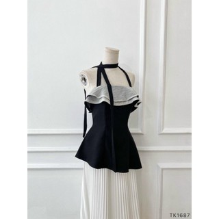 [HỎA TỐC HCM] [Ảnh thật] Áo peplum phối bèo lệch tà dây cột cổ