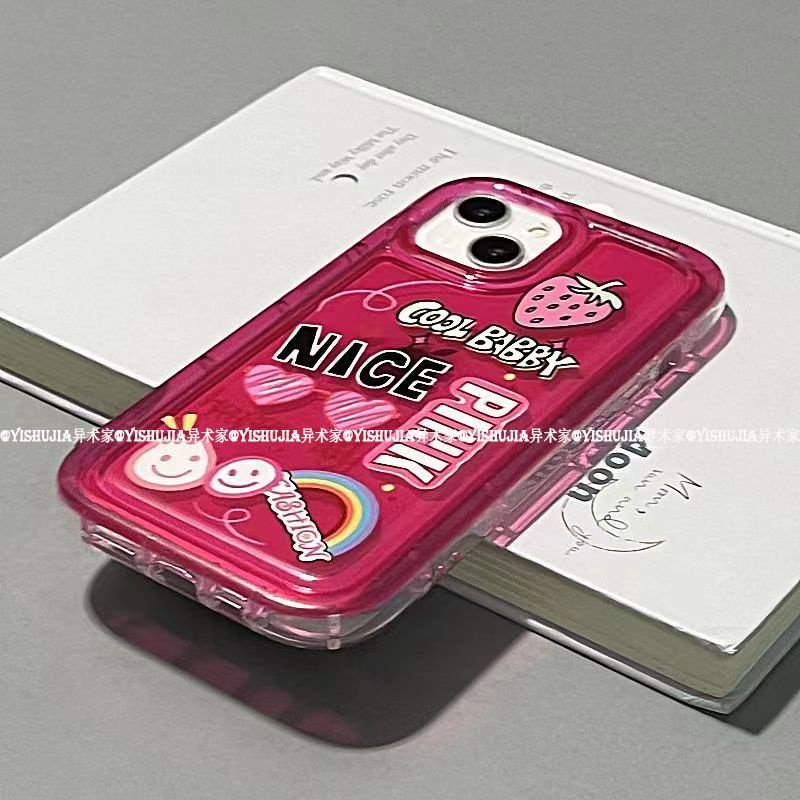 ✅Ốp Điện Thoại Mềm Họa Tiết Trái Dâu / Chữ Tiếng Anh / Cầu Vồng Kiểu Đơn Giản Cho iPhone 13 14Pro max 12Pro 11In 6