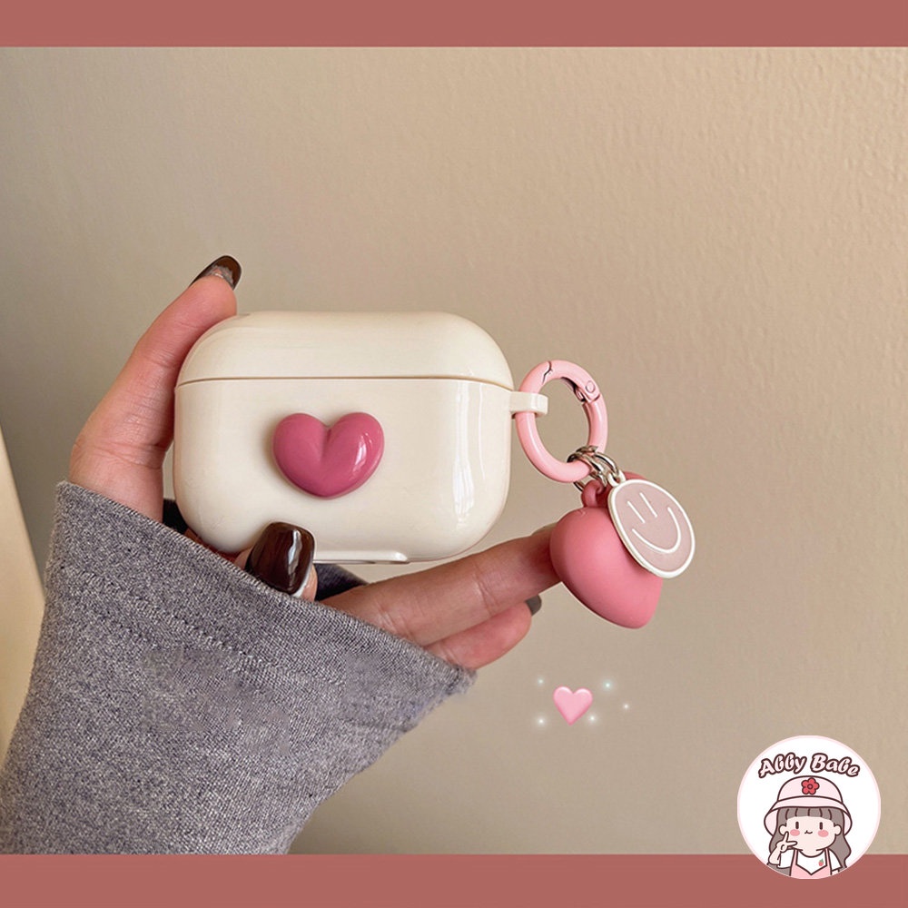 Vỏ Bảo Vệ Hộp Sạc Tai nghe không dây Airpods 1 / 2 / pro Bằng TPU Mềm Họa Tiết Trái Tim Màu Hồng Kiểu Hàn Quốc