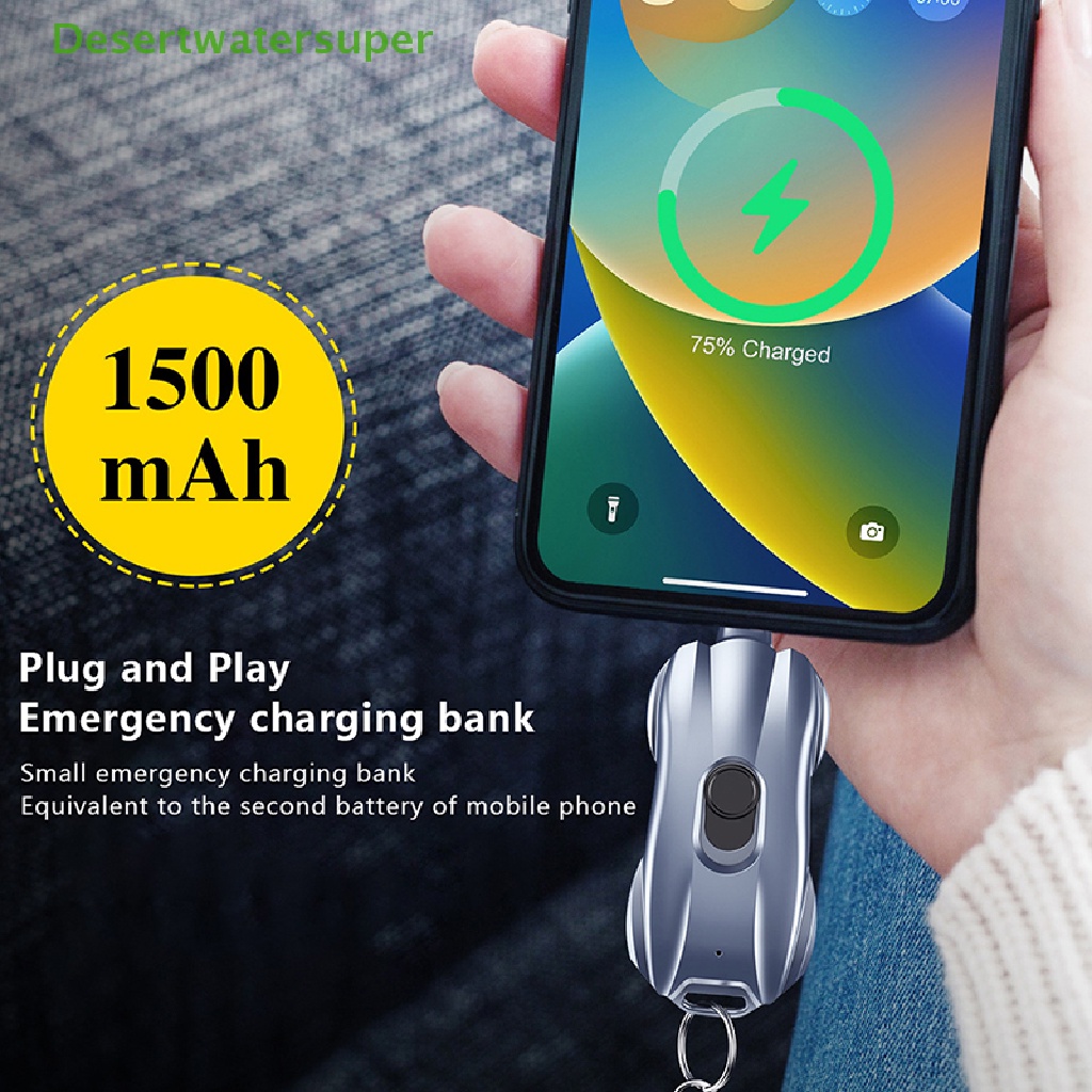 Cục Sạc Di Động Khẩn Cấp Type-C Mini 1500mah Có Móc Khóa