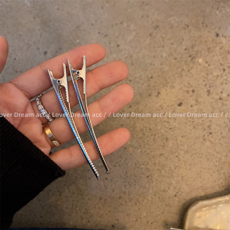 Kẹp Tóc Mỏ Vịt Phẳng Bằng Kim Loại In Chữ Đơn Giản Độc Đáo Thời Trang Âu Mỹ