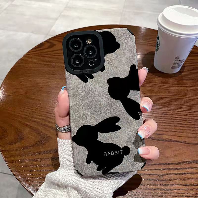 Ốp Điện Thoại Nắp Gập Hình Thỏ Đen Cho iPhone 14ProMax 14 13ProMax 13 13Pro 11ProMax 11 X XR Xs Max 7P 8P 12Pro 12ProMax