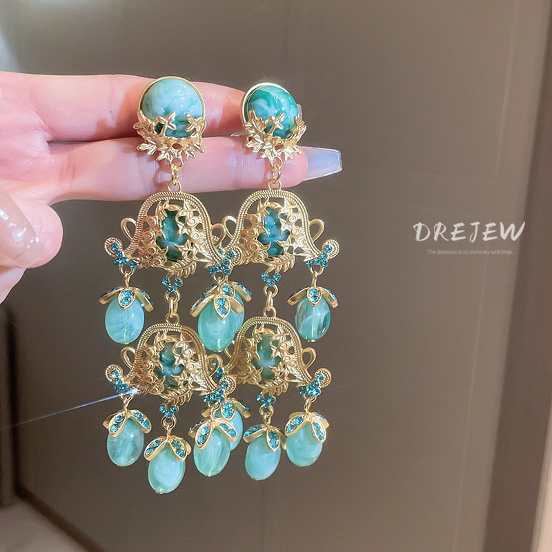 Khuyên tai DREJEW kiểu cành hoa phong cách Âu Mỹ cổ điển cho nữ