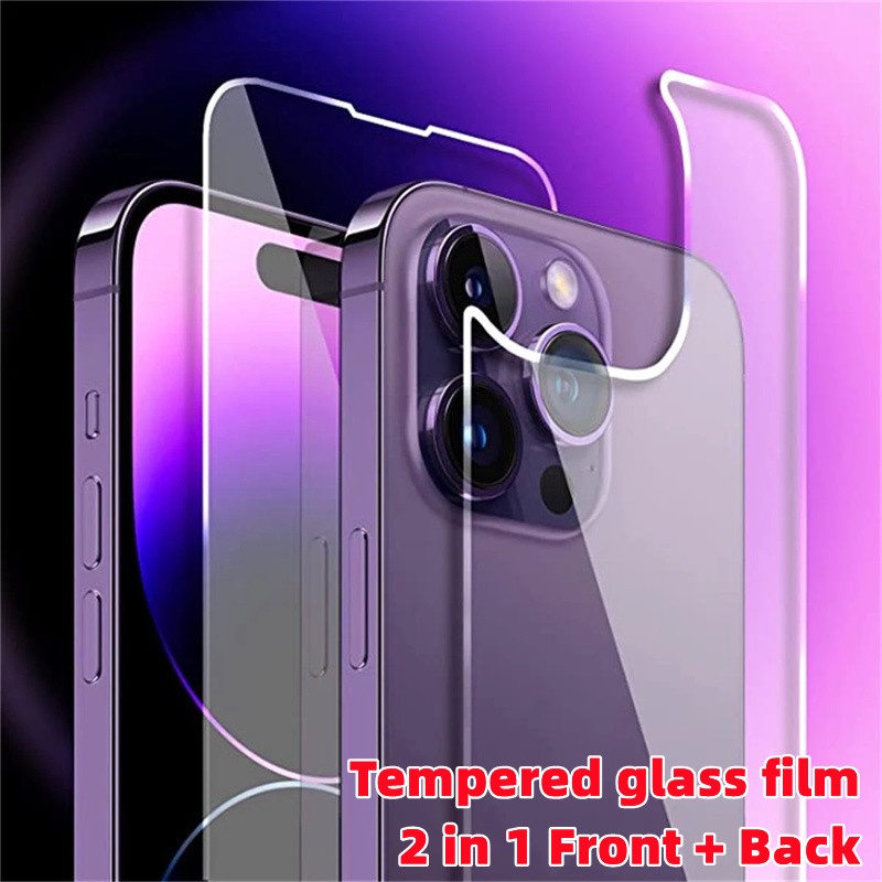 【 2 Trong 1】Kính Cường Lực Bảo Vệ Mặt Trước Và Sau Cho iPhone 14 13 12 11 Pro Max Plus Mini XS Max XR X 7 8 6s Plus SE 2020