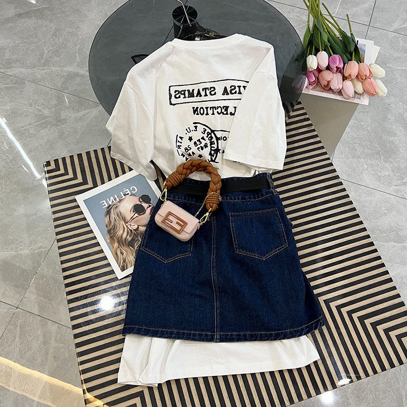 Set Áo Váy Denim Dáng Rộng Thời Trang Sang Trọng Cho Nữ