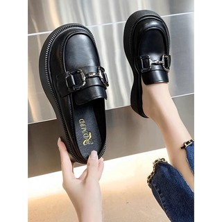 Giày sục nữ quai xích da mềm đế 4 cm